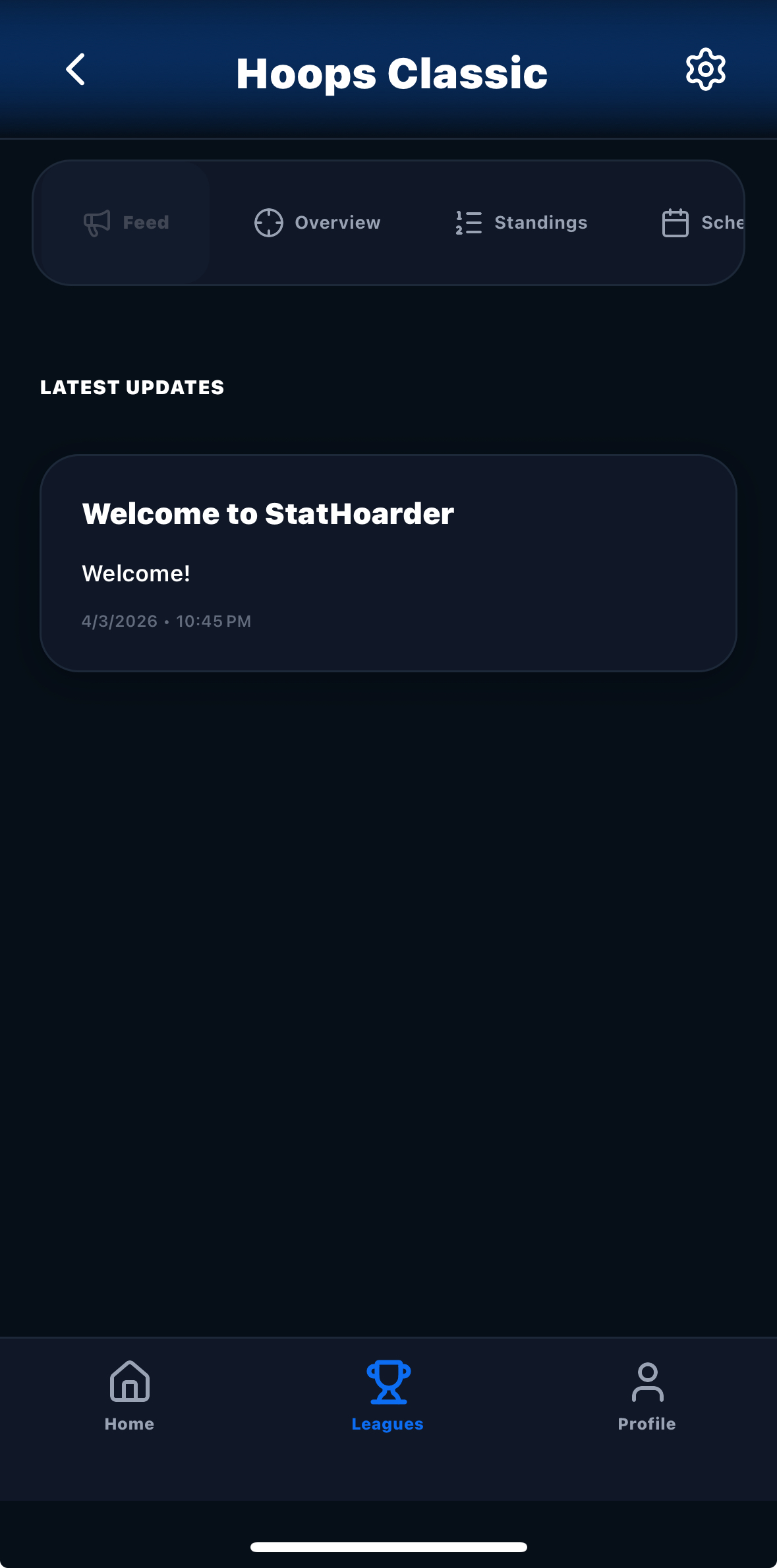 Announcements screenshot