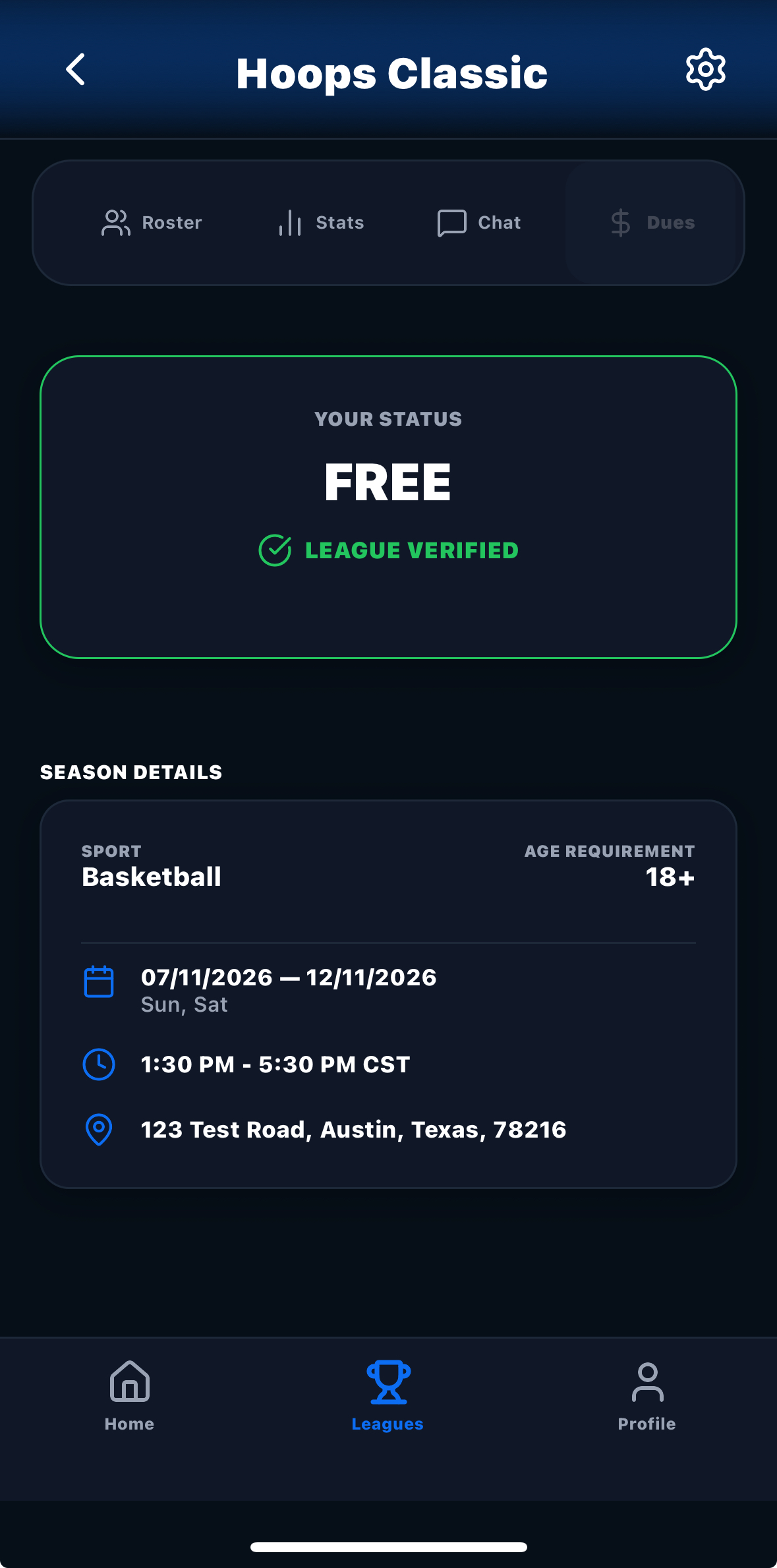 Dues & payments screenshot